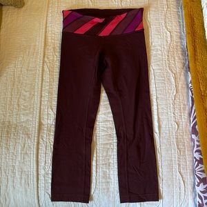 Lululemon 21” Wunder Under maroon Leggings Size 4